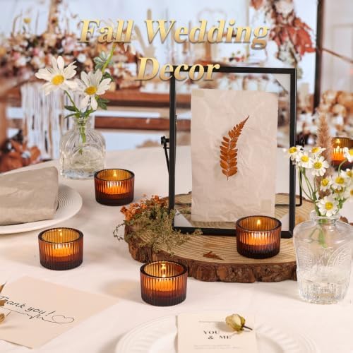 12 Pack Tealight Amber Candle Holders, Votive Tea Light Candle Holder