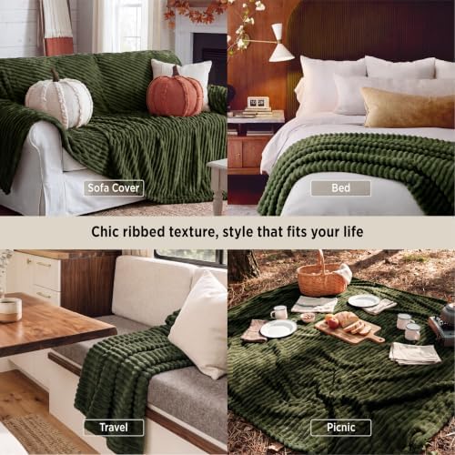 Bedsure Soft Queen Size Blanket for Bed Green 90"x90"
