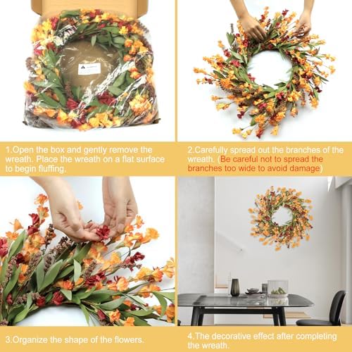 Artgar Fall Wreath, 24 Inch Fall Wreaths for Front Door