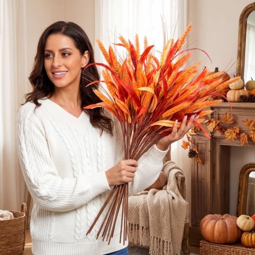 Suncalla 20 Pcs 23.6" Fall Artificial Wheat Stems