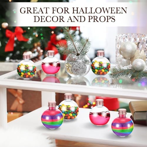 FoldTier 48 Pcs Plastic Potion Bottles with Caps,Rose Gold,Aluminum Cap