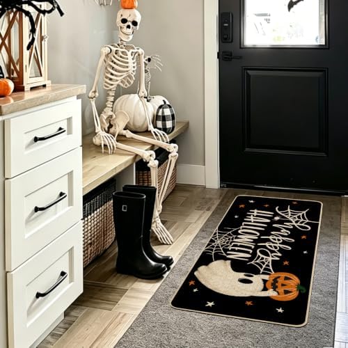 Baccessor Halloween Welcome Doormat Ghost Pumpkin 17x36 Inch