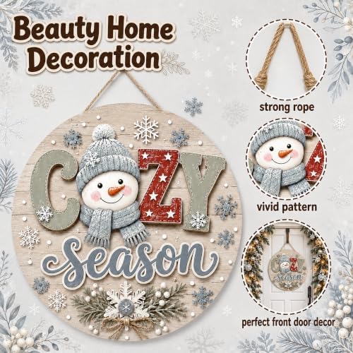 Winter Decorations - Cozy Season Door Sign for Front Door | Winter Decor