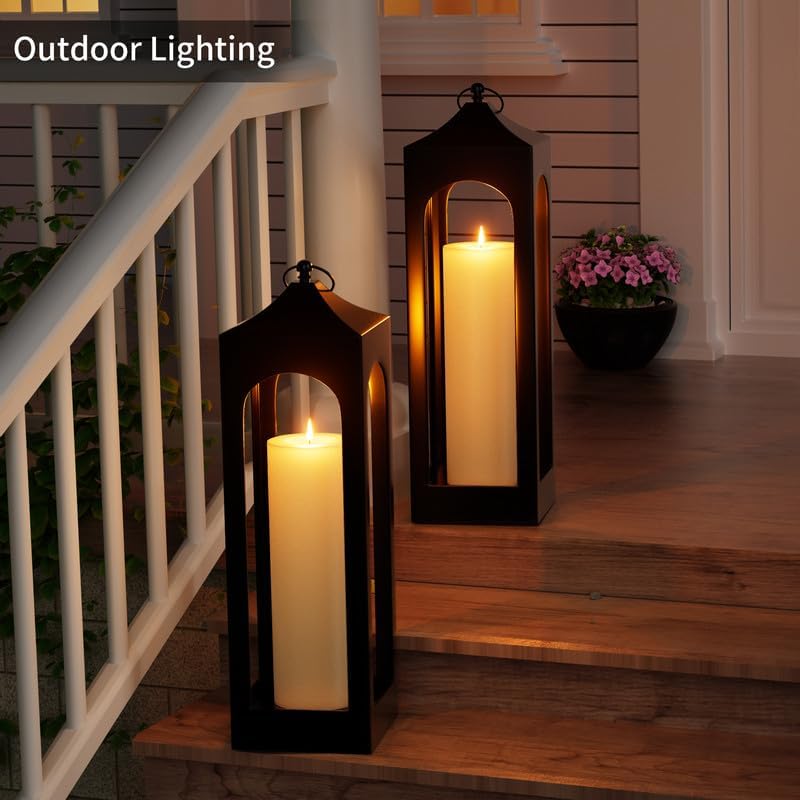 12" x 4" Large Outdoor Candle with Remote Timer Waterproof Ivory 1 Pack | Battery Operated Flameless Pillar Candle