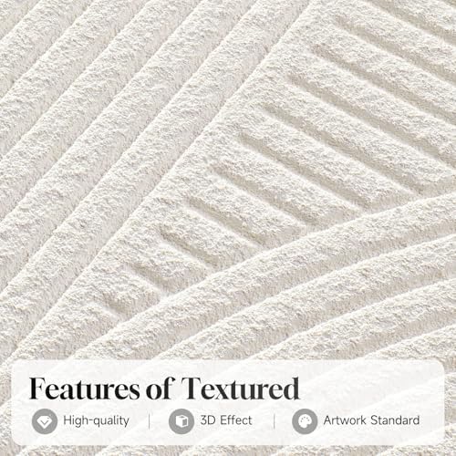 Large 3D Textured Modern White Abstract Wall Art for Living Room, 3 Piece