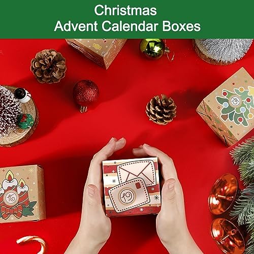 ONESING 24 Pcs DIY Christmas Advent Calendar Boxes for 2026, 24 Days Countdown Calendar Gift for Adults and Kids Christmas Cardboard Number Boxes Make & Fill Your Own Advent Calendar Boxes Lovely Xmas Kraft Papper