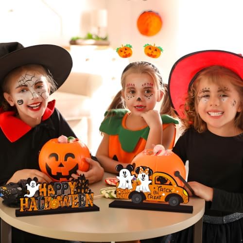 4pcs Halloween Table Decorations Mouse Wood Centerpieces