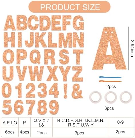 BEISHIDA Light Orange 116 PCS A-Z DIY Letter Custom Banner Party Decor