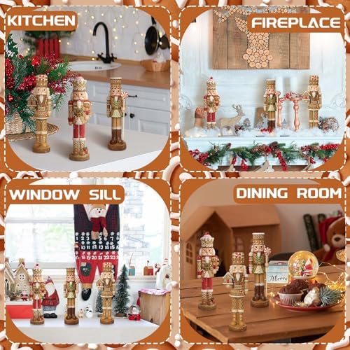 Simgoing 3 Pcs Gingerbread Nutcracker Figures Resin Christmas Nutcracker