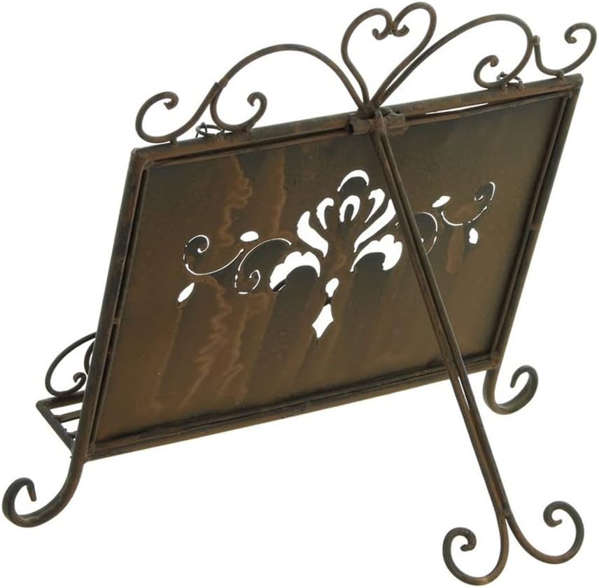 Westcharm Holiday Gift - Antique Metal Kitchen Cookbook Stand, Recipe Book Holder, iPad Holder, Cookery Book Easel with