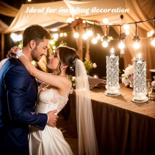SupBri 4PCS Rose Halo LED Flameless Candles, Battery Operated Crystal Light