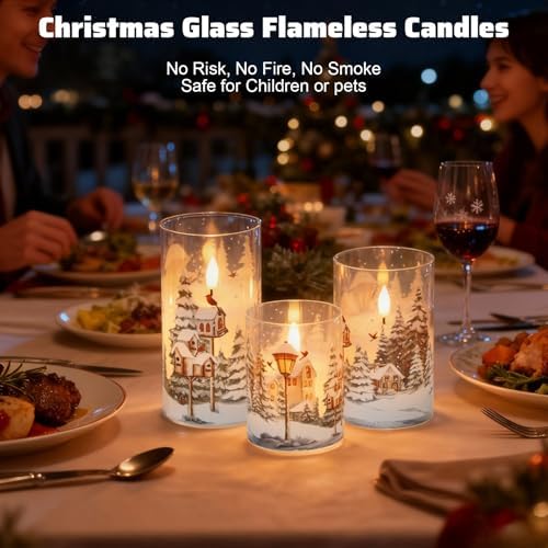 Wondise Red Bird Glass Flameless Candles with Remote Timer