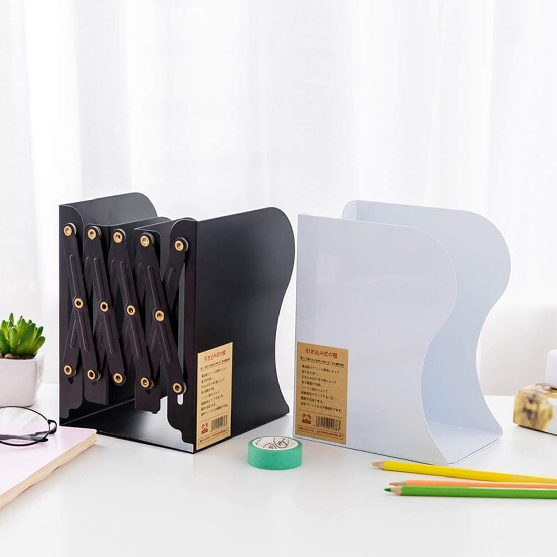 Adjustable Bookend Desktop Bookend Stand Holder Expandable Bookcase / Black