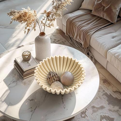 YMXYJM Large Decorative Bowl, Modern Handicraft Bowls for Home Decor, Decorative Fruit Bowl for Kitchen Counter, Ruffle