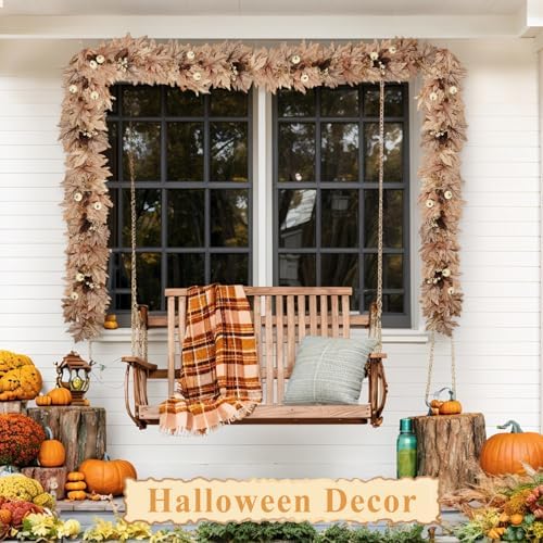 9 FT Lighted Fall Garland with Lights Autumn Automatic ON/Off Timer