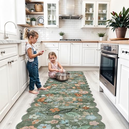 Washable 2x8 Hallway Runner Rug: Water-Resistant Kitchen Rug Soft Bedroom Carpet Non-Slip Indoor Hardwood Floor Mat for