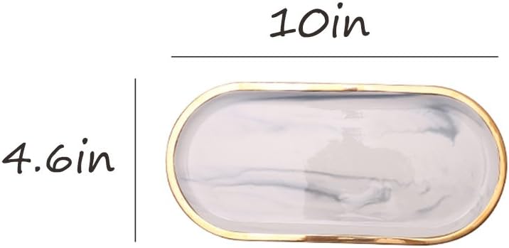 Chic Ceramic Marble Oval Dessert Plate Cake Plate Jewelry Dish Ring Dish Cosmetics / Gold Edge