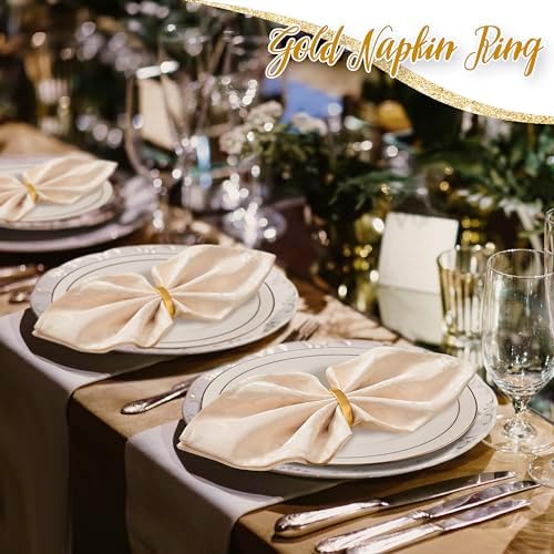 APTWOW Gold Napkin Rings Set of 200, Thanksgiving Christmas Table Decor