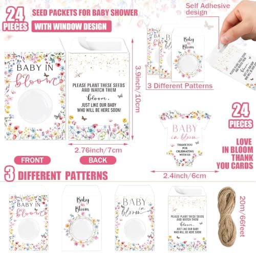 Reallnaive 24 Sets Baby Shower Party Favors Baby in Bloom Seed Packets