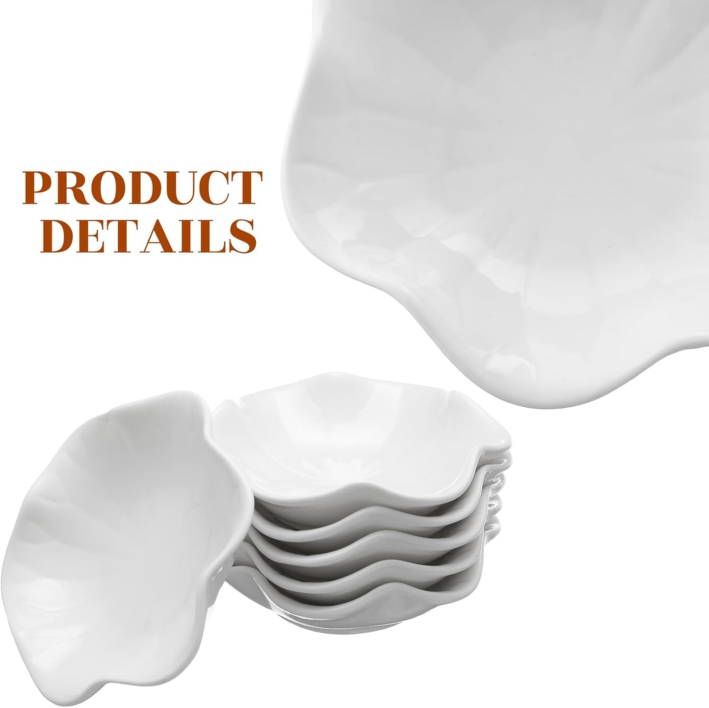 Ceramic Jewelry Tray in Ring Holder Trinket Dish / Flower / White / 4.5 Inch / Set of 6