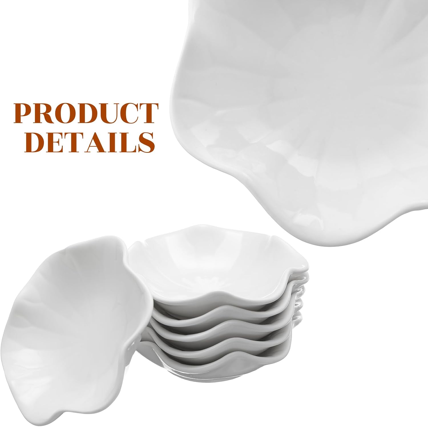 Ceramic Jewelry Tray in Ring Holder Trinket Dish / Flower / White / 4.5 Inch / Set of 6