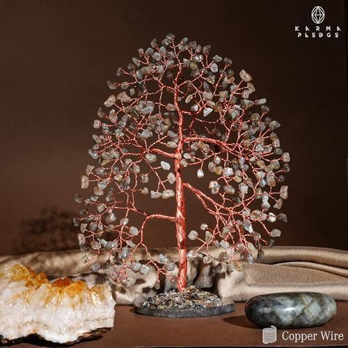 Crystal Tree of Life Birthday Gifts for Women, Men, Frineds, Handmade Labradorite Chakra Tree for Home, Room, Office