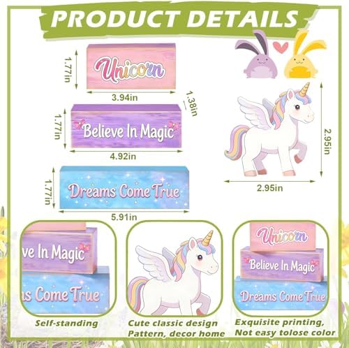 4 Pcs Unicorn Wooden Table Decorations