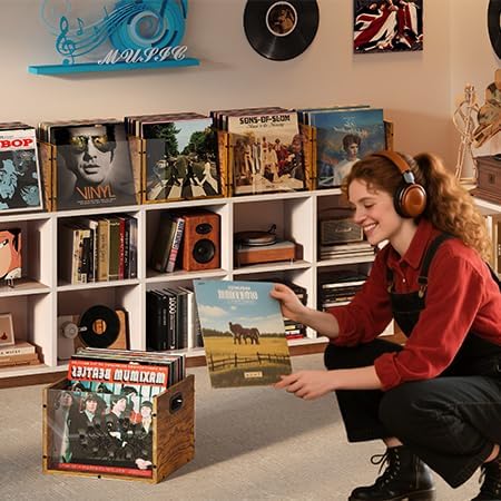 X-cosrack Acrylic Vinyl Record Storage Crate, Visible Record Holder Crate, Classic Cube Album Storage Box, Record Shelf