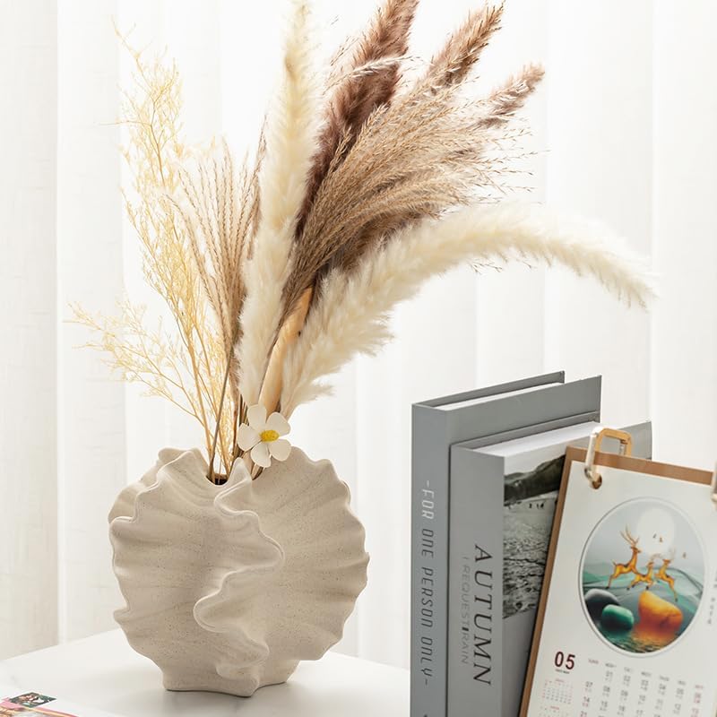 Modern Art Ceramic Coral Flower Vase Home and Office Decoration Sculpture Work Bohemian / White