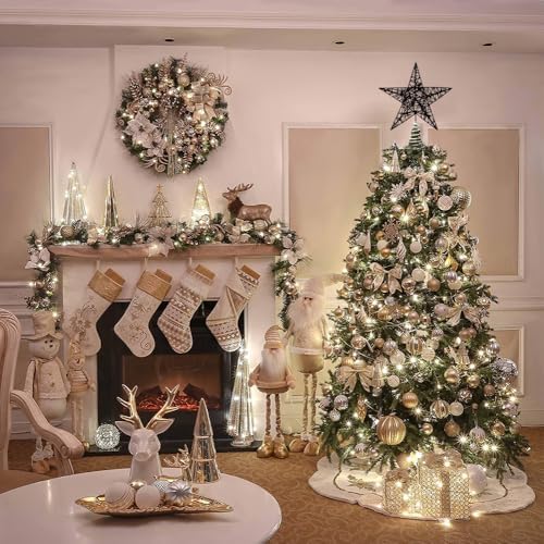 Christmas Tree Toppers Glitter Blackstar for Christmas Tree Decoration