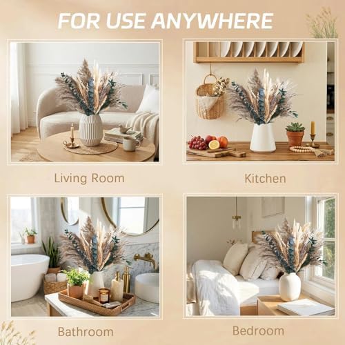 N&T NETING Boho Dried Pampas Grass Set for DIY Crafts Wedding Centerpieces