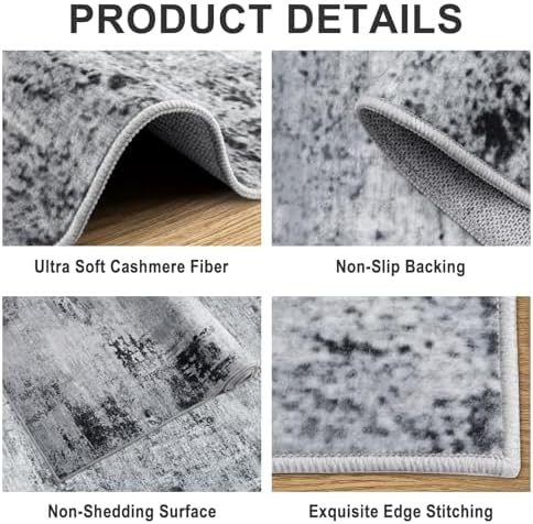 PLHXFR 9x12 Area Rug Living Room: Modern Abstract Washable Carpet Black
