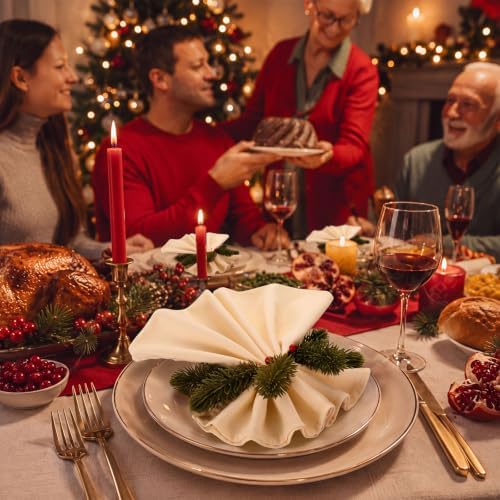 LemonRoad 6 Pcs Christmas Napkin Rings, Pine and Berry