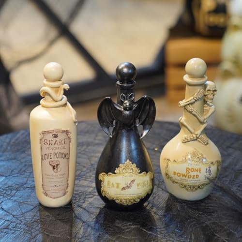 Cynkeyee Halloween Poison Bottles Resin Snake Witch Potion Decor