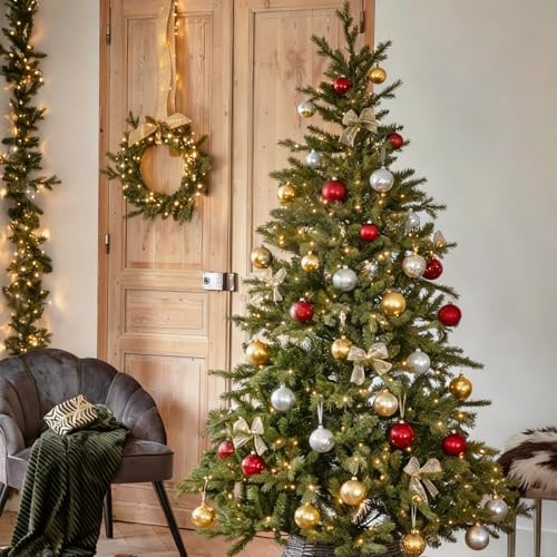24ct Gold Christmas Ball - 1.57 Inch Shatterproof Christmas Tree Decoration Ornaments Hanging Ball for Xmas Tree, Holiday, Wedding, Party