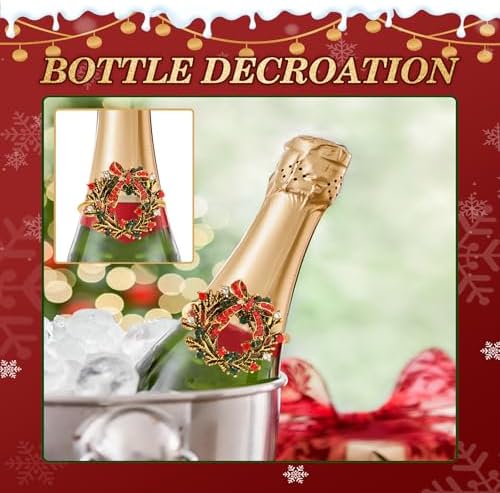 KPOSIYA Christmas Wreath Napkin Rings Set of 10, Metal Gold Napkin Holder