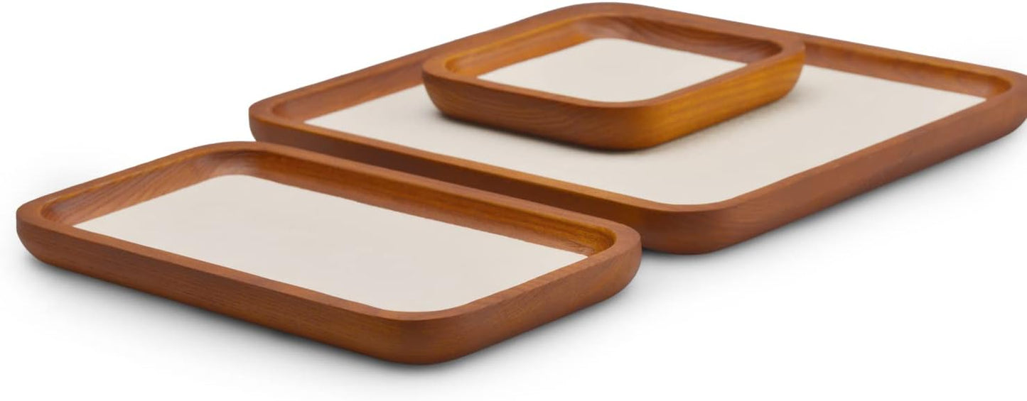 Solid Wood Jewelry Tray Jewelry Display Holder Showcase Jewelry / 13.78 x 9.45 x 0.59 / Creamy-white