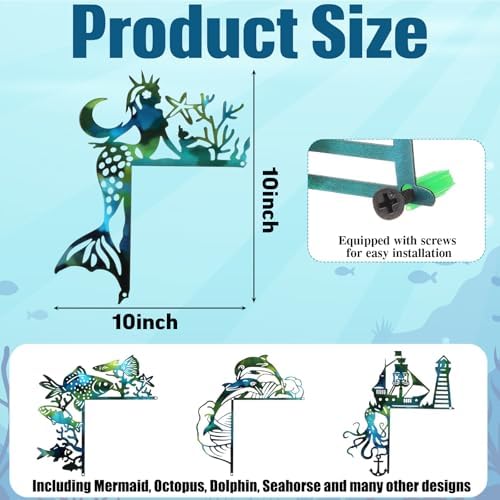 MorningRo 4 Pcs Ocean Themed Door Frame Topper Metal Wall Art