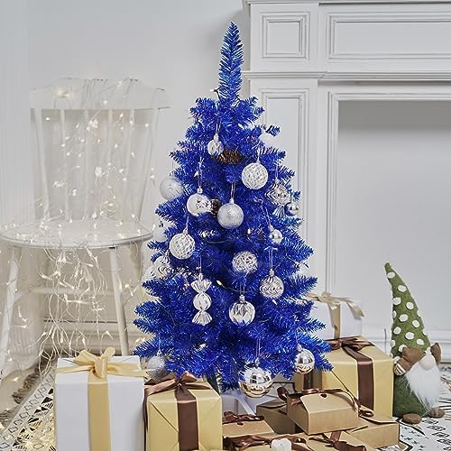 4FT Blue Artificial Small Christmas Tree Mini Tabletop Decor