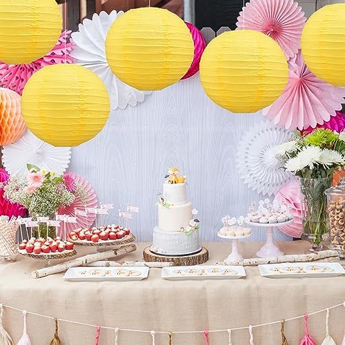 BEISHIDA 12 Inch Yellow Paper Lanterns 6Packs Hanging Round Chinese Lantern