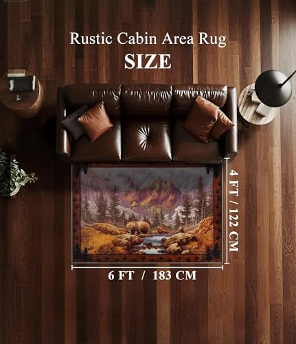 YIHOUSE Washable Mountain Bear Area Rugs 4x6