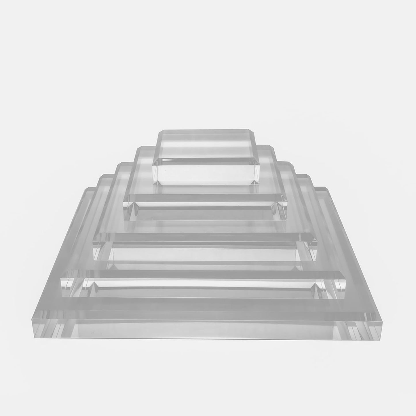Thickness Beveled Acrylic Square Display Block Polished Pedestal Stand Riser / 6 x 6 / Clear