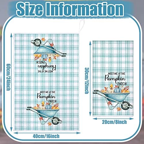 Sratte 6 Pcs Fall Kitchen Towels Blue Pumpkin Buffalo Plaid Dish Towels