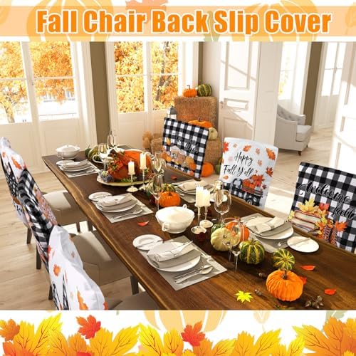 6 Pcs Fall Chair Covers, Classic Pumpkin Dining Chair Slipcovers