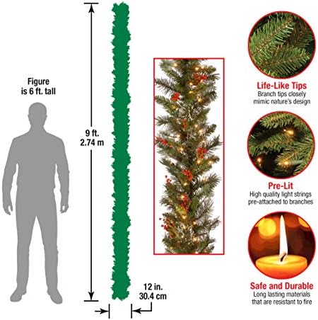 National Tree Company 9ft Pre-Lit Wintry Pine Flocked Christmas Garland