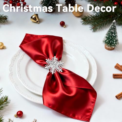ZeeDix Christmas Silver Snowflake Napkin Rings Set of 6, Napkins Ring for Dinning Table - Rustic Dinner Tables Decoration for Wedding Receptions Christmas Thanksgiving Holiday Party Dinner Parties