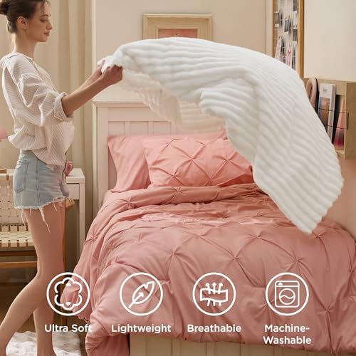 Bedsure Soft Cozy Twin XL Blanket for Bed College Dorm Off White 66"x90"