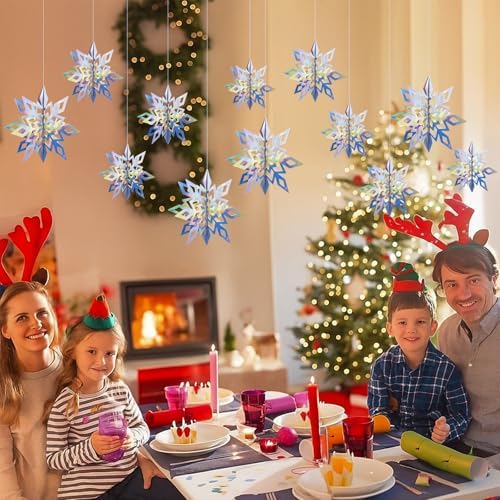 Iridescent Paper Snowflake Christmas Decoration for Trees Ceiling
