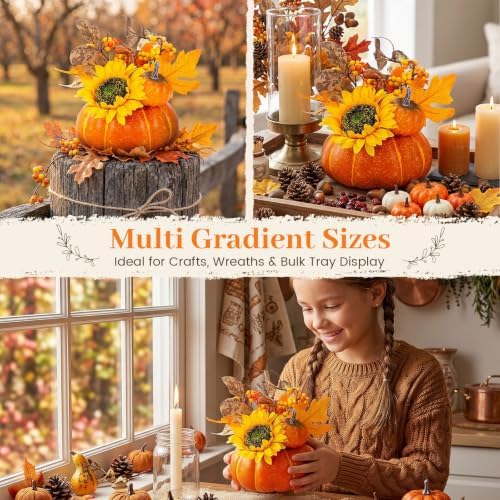DomeStar Pumpkin Decor, Fall Centerpieces for Tables, Artificial Pumpkins
