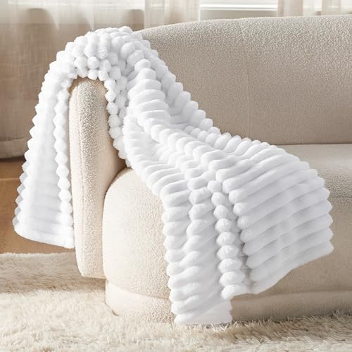 Bedsure Soft Twin Blanket for Bed Decor Gifts Bright White 60"x80"